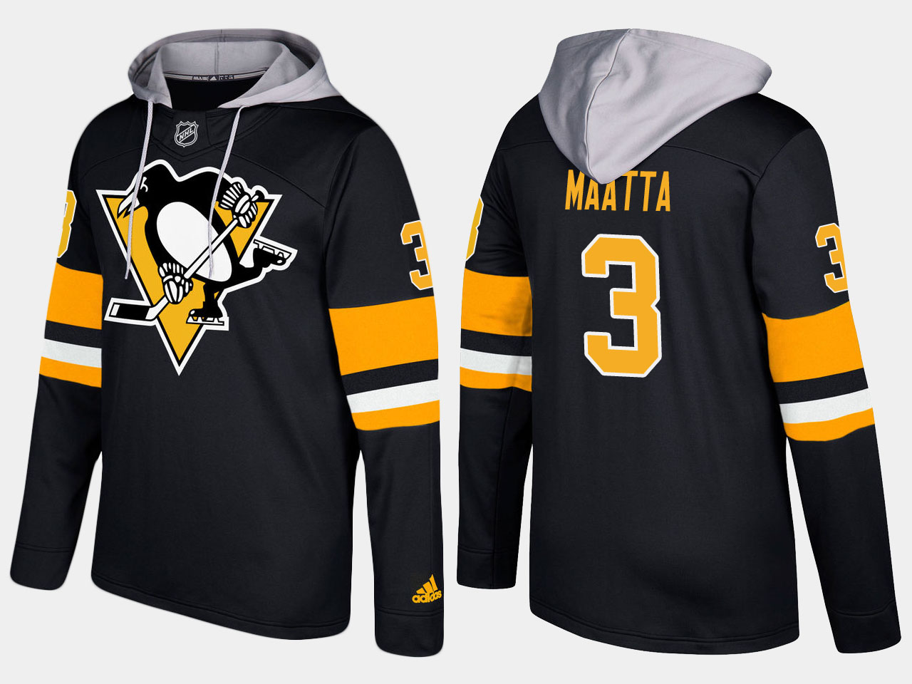Men NHL Pittsburgh penguins 3 olli maatta black hoodie